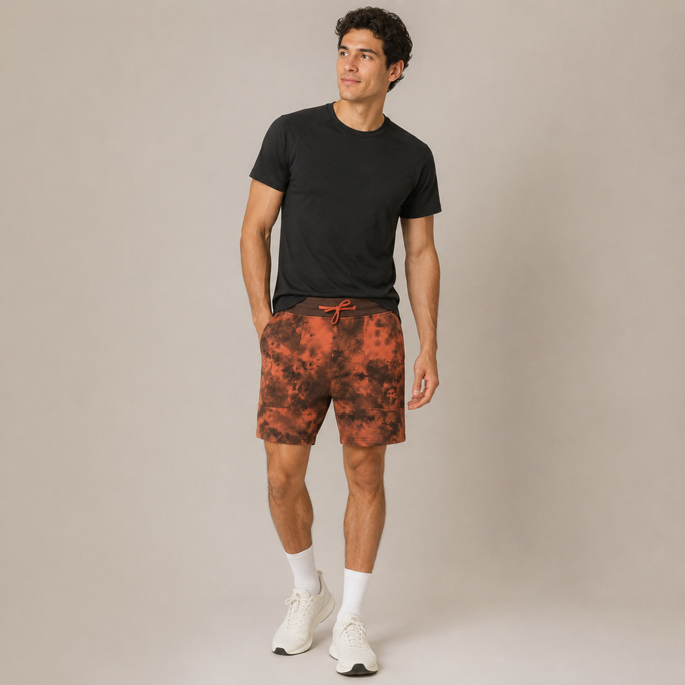 Lululemon Textured Tech Shorts Diamond Dye Warm Coral Mens Small 7"